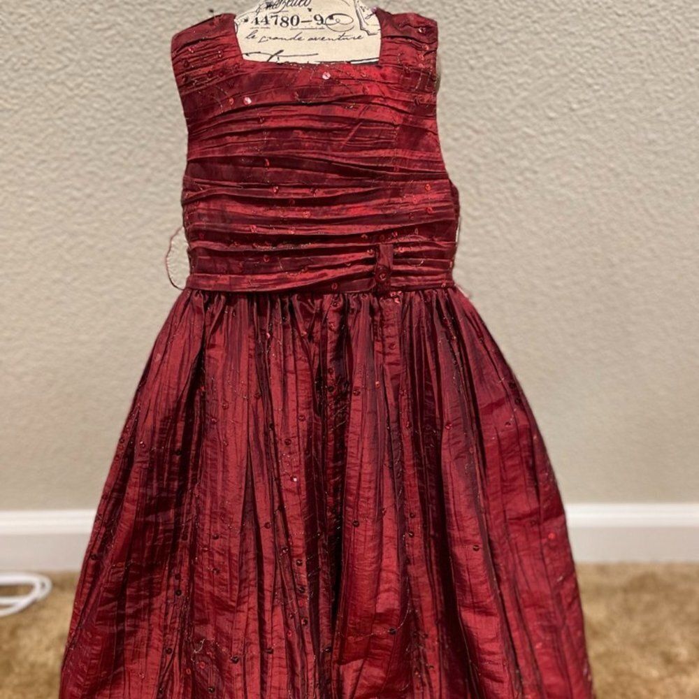 Sweet Heart Rose Burnt Red Girls Dress - Size 4